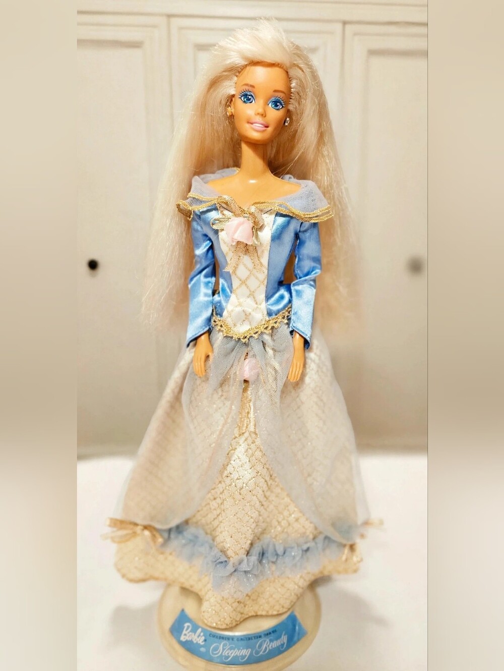 Vintage Barbie Sleeping Beauty Collector Series Doll w/ Stand & Original Gown